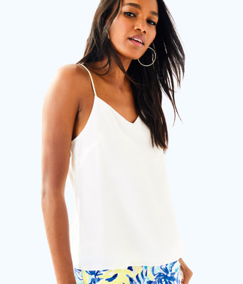 white silk tank top