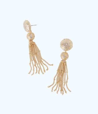 Sand Dune Tassel Earrings, Gold Metallic, large - Lilly Pulitzer