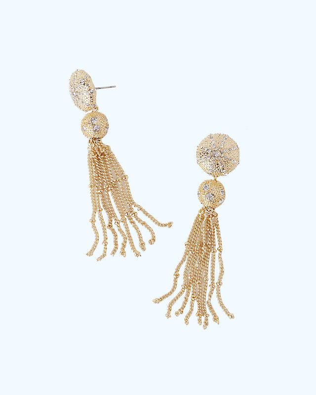 Sand Dune Tassel Earrings, Gold Metallic, large - Lilly Pulitzer