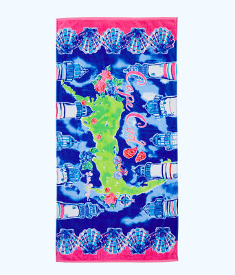 Destination Beach Towel, Multi Destination Cape Cod Towel, large  - Lilly Pulitzer