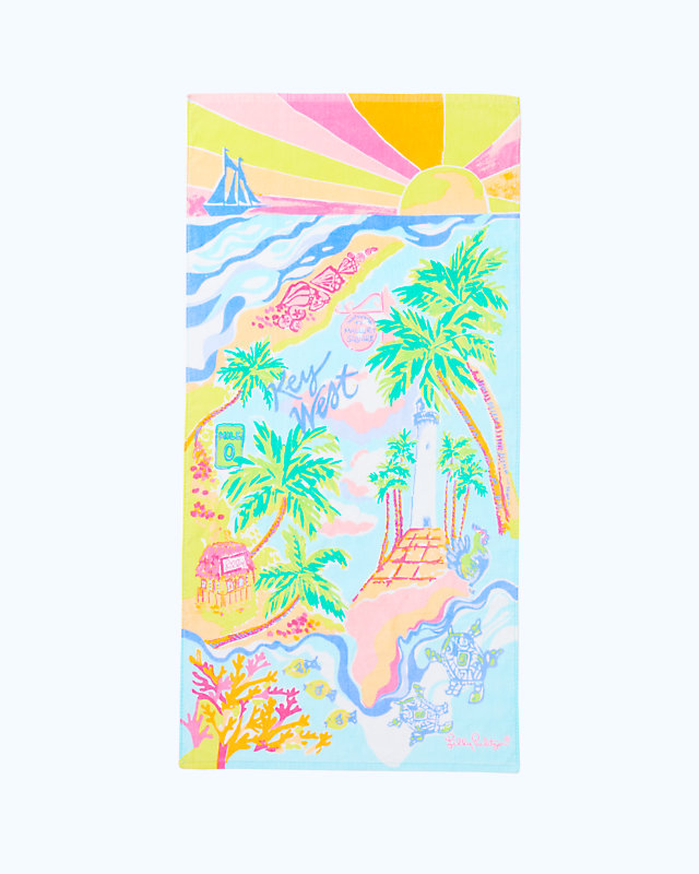 Destination Beach Towel, Multi Destination Key West Towel, large - Lilly Pulitzer