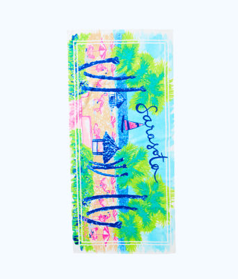 Destination Beach Towel, Multi Destination Sarasota Towel, large - Lilly Pulitzer