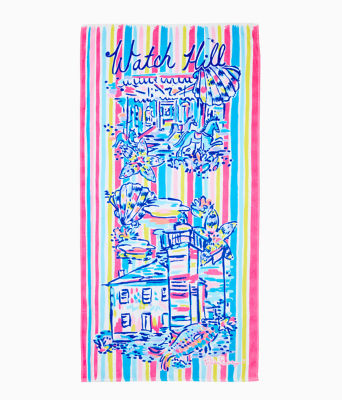 Destination Beach Towel, Multi Destination Watch Hill Towel, large  - Lilly Pulitzer