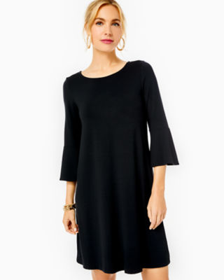 black swing dress with sleeves