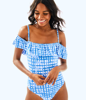 blue gingham bathing suit