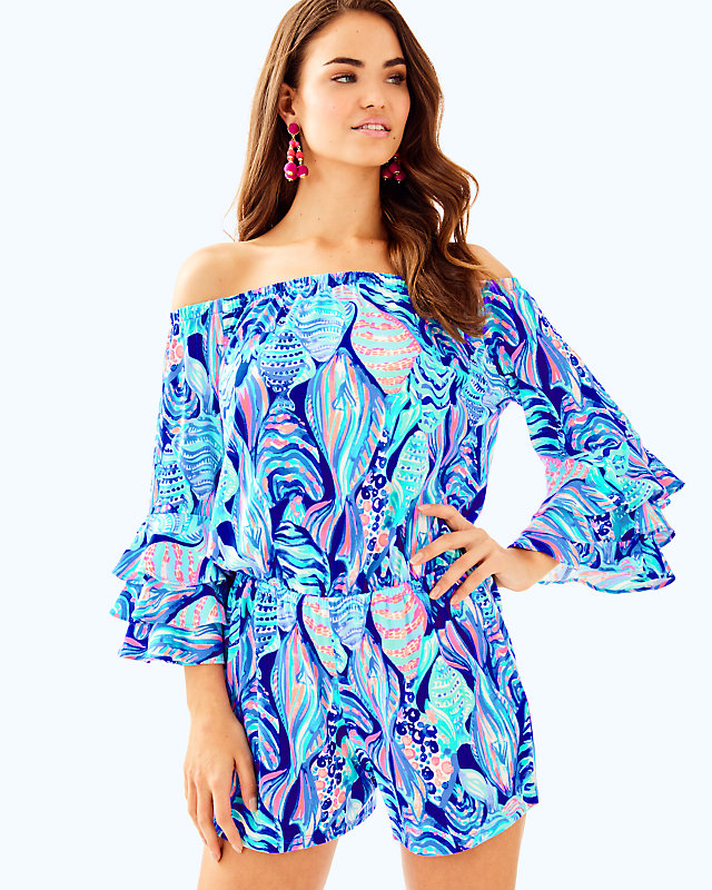 Calla Off The Shoulder Romper, , large - Lilly Pulitzer