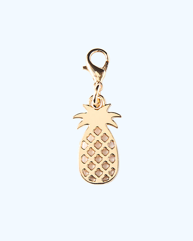 Removable Pineapple Zipper Pull, Gold Metallic, large - Lilly Pulitzer