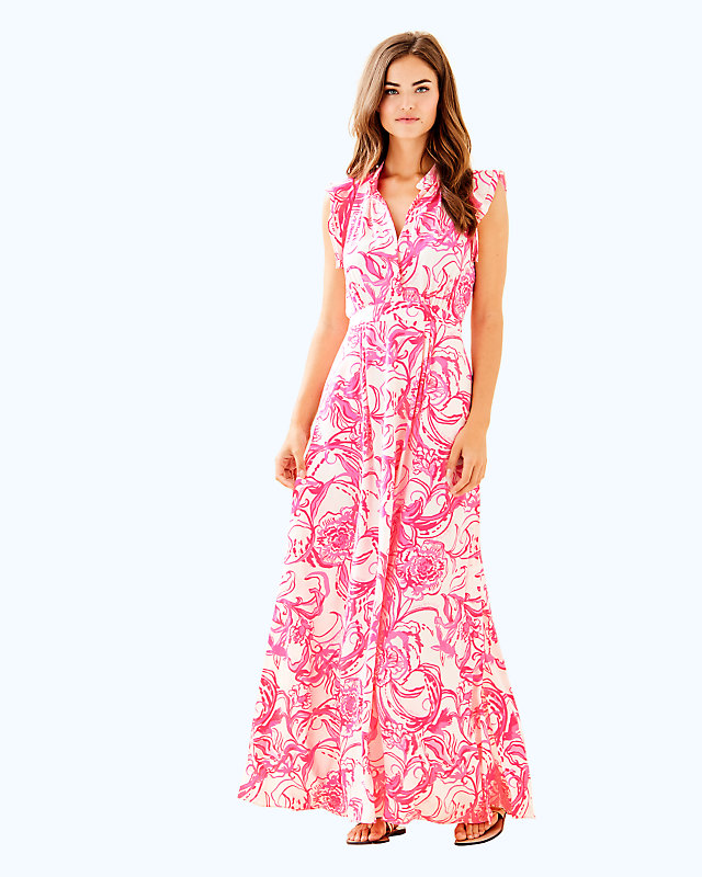 Palm Beach Silk Maxi Dress, , large - Lilly Pulitzer