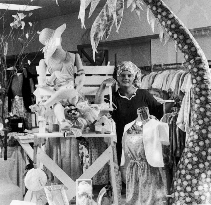 vintage photo of Lilly Pulitzer in her store.