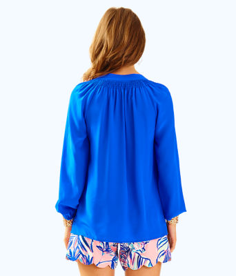 Elsa Silk Top, Brilliant Blue, large image 1 - Lilly Pulitzer