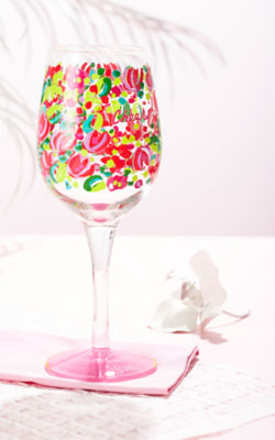 Handpainted Wine Glass, Bright Navy Wild Confetti, large image 3 - Lilly Pulitzer
