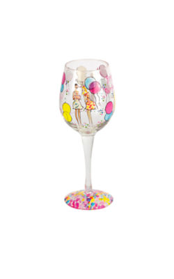 Handpainted Wine Glass - Happy Birthday, Multi Happy Birthday Glass, large image 2 - Lilly Pulitzer