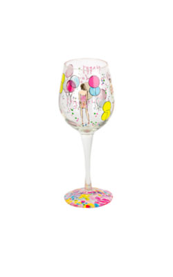 Handpainted Wine Glass - Happy Birthday, Multi Happy Birthday Glass, large image 3 - Lilly Pulitzer
