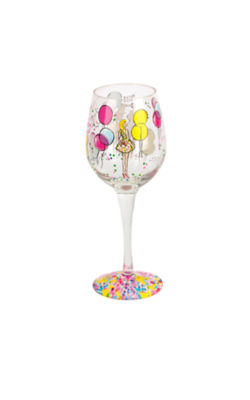 Handpainted Wine Glass - Happy Birthday, Multi Happy Birthday Glass, large image 4 - Lilly Pulitzer