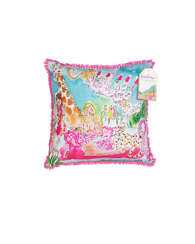 Large Indoor/Outdoor Pillow - Zoo Party, , large - Lilly Pulitzer
