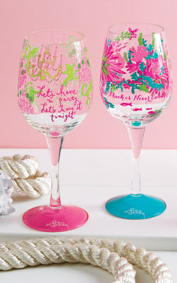 Hand Painted Wine Glass, Partytime Lilac Trouble, large image 3 - Lilly Pulitzer
