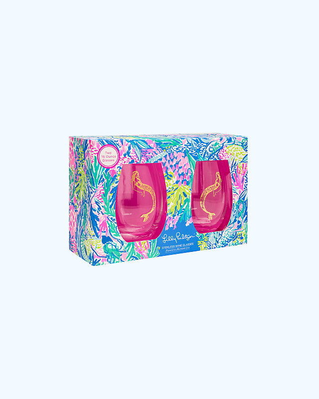 Stemless Wine Glass Set, , large - Lilly Pulitzer