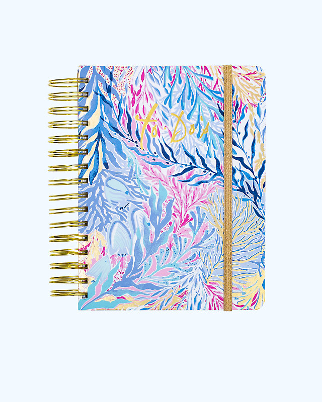 To Do Planner, Crew Blue Tint Kaleidoscope Coral, large - Lilly Pulitzer