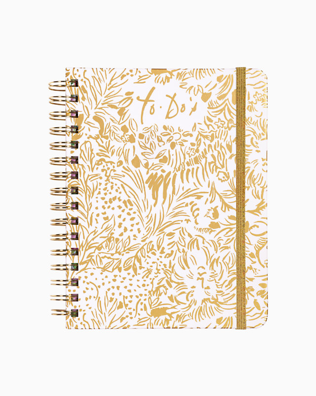 To Do Planner, Gold Metallic Dandy Lions, large - Lilly Pulitzer