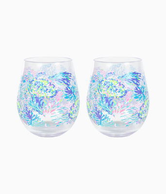 Acrylic Wine Glass Set, Multi Shell Of A Party, large  - Lilly Pulitzer
