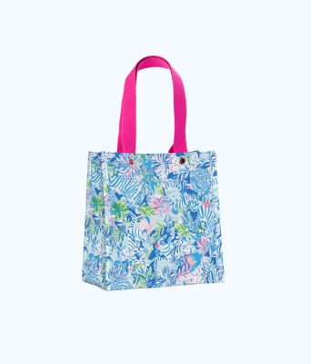 Market Shopper Tote, Coastal Blue Lion Around, large  - Lilly Pulitzer