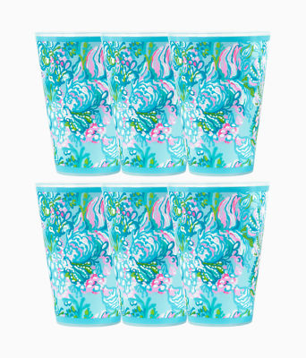 Lilly Pulitzer Pool Cups In Blue Ibiza Aqua La Vista