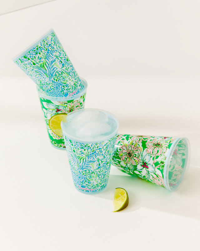 Pool Cups, Hydra Blue Dandy Lions, large - Lilly Pulitzer