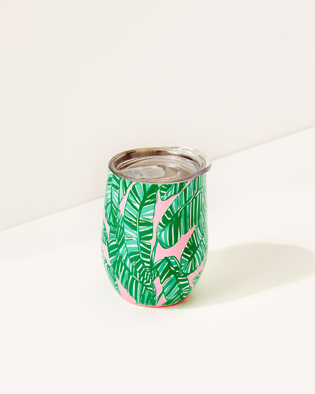 Stainless Steel Stemless Wine Tumbler, Conch Shell Pink Lets Go Bananas, large - Lilly Pulitzer