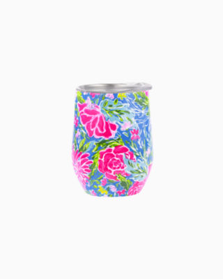 Stainless Steel Stemless Wine Tumbler, Zanzibar Blue Blue Bunny Business, large  - Lilly Pulitzer