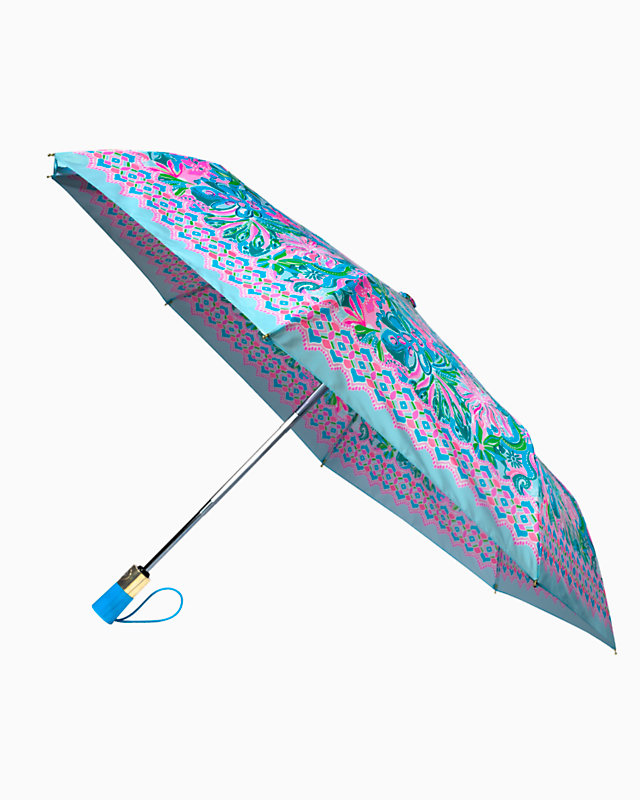 Travel Umbrella, Turquoise Oasis Golden Hour, large - Lilly Pulitzer