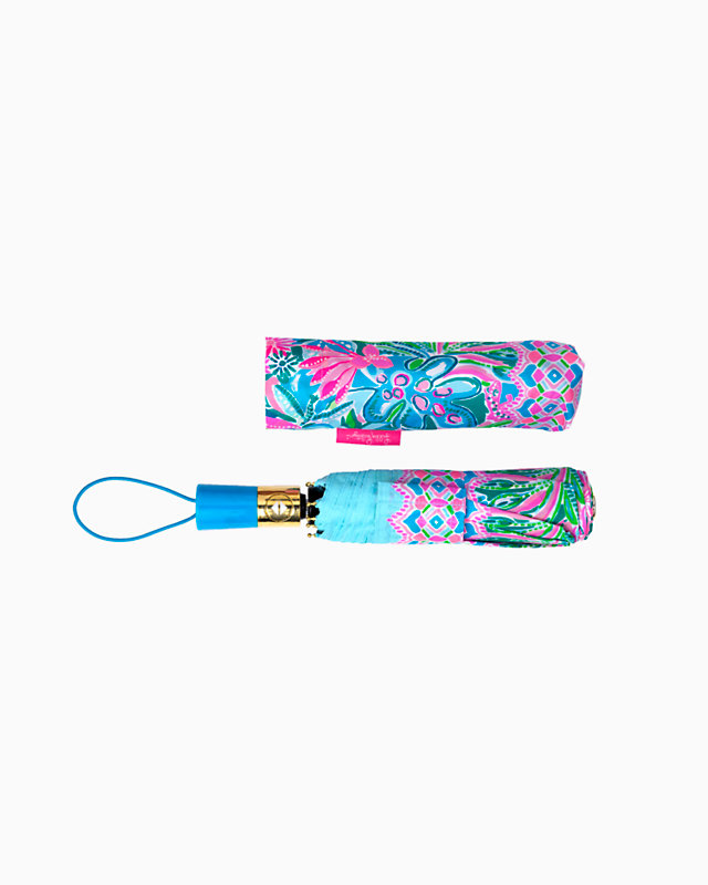 Travel Umbrella, Turquoise Oasis Golden Hour, large image null - Lilly Pulitzer
