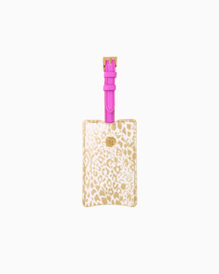 Lilly Pulitzer Luggage Tag In Gold Metallic Pattern Play