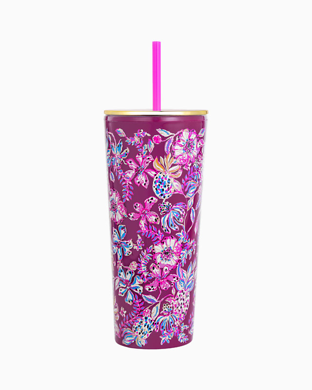 Tumbler with Straw, Amarena Cherry Tropical With A Twist, large - Lilly Pulitzer