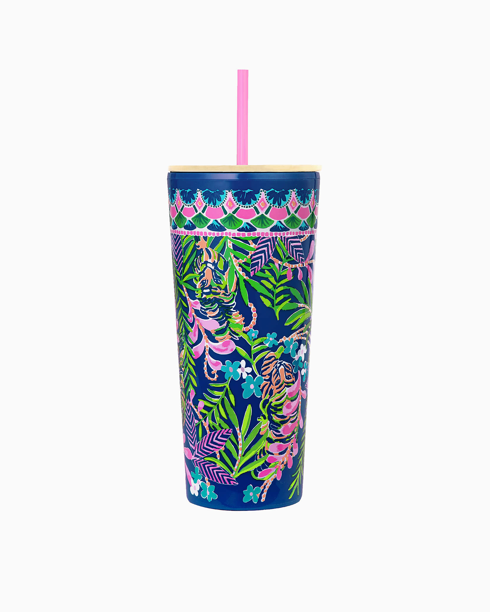Lilly Pulitzer Tumbler With Straw In Borealis Blue How You Like Me Prowl