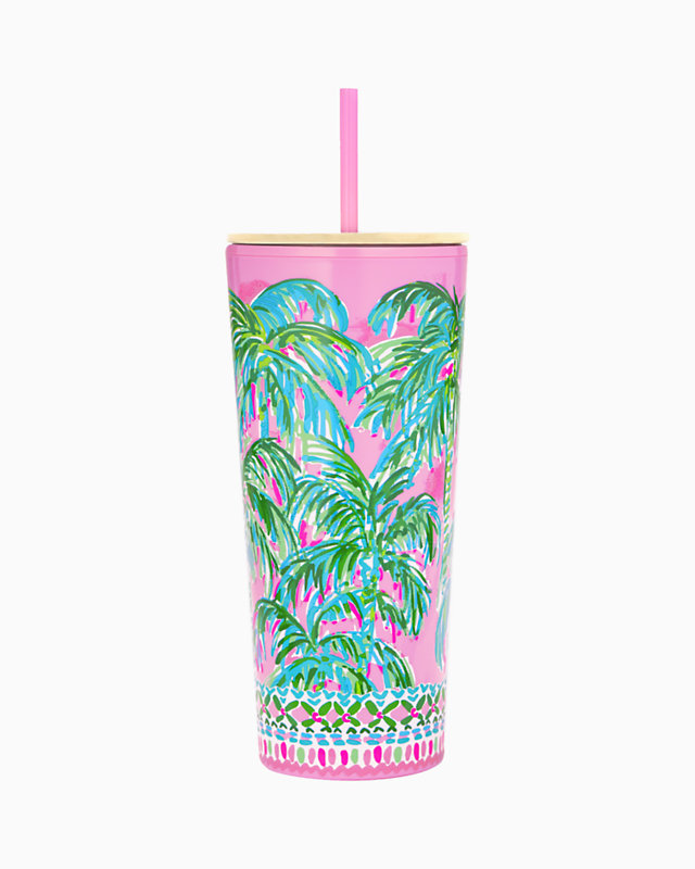 Tumbler with Straw, Pink Blossom Suite Views, large - Lilly Pulitzer