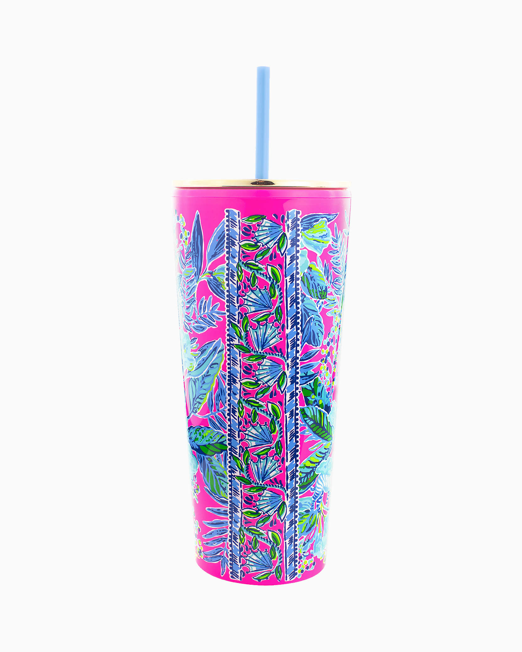 Lilly Pulitzer Tumbler With Straw In Pink Isle Lil Earned Stripes