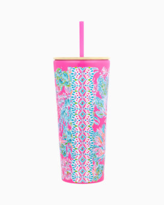 Tumbler with Straw, Prosecco Pink Seaing Things, large - Lilly Pulitzer