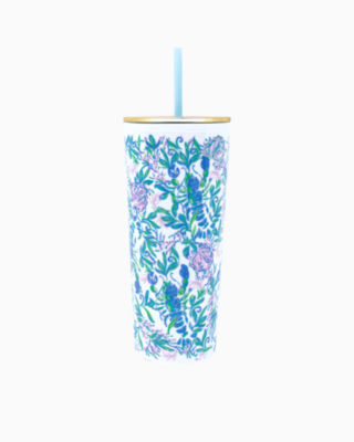Tumbler with Straw, Resort White Just A Pinch, large - Lilly Pulitzer