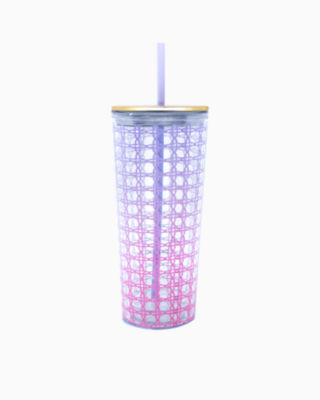 Tumbler with Straw, Spearmint Caning Ombre, large - Lilly Pulitzer
