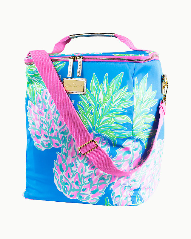 Insulated Wine Carrier, Zanzibar Blue Swizzle Out, large - Lilly Pulitzer