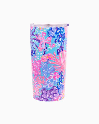 NIB Lilly Pulitzer insulated Travel Tumbler w/ lid Blue Ibiza Gimme The Juice 