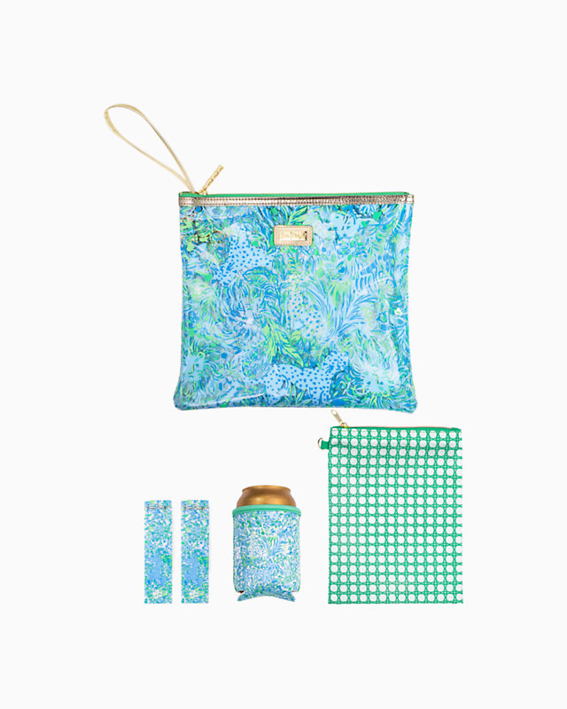 Beach Day Pouch, Hydra Blue Dandy Lions, large - Lilly Pulitzer