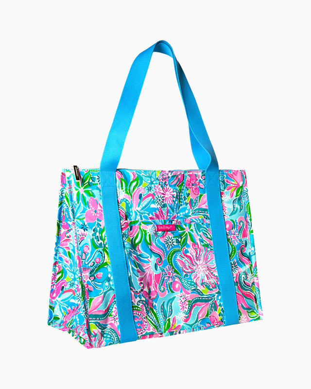 Insulated Market Shopper Tote, Turquoise Oasis Golden Hour, large - Lilly Pulitzer
