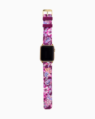 Lilly Pulitzer Women's Gold Large Apple Watch Band, Leather