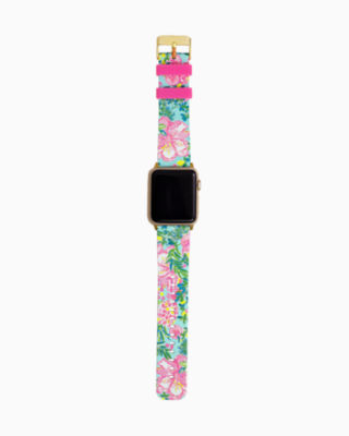 Silicone Apple Watch Band, Seasalt Blue Fruity Flamingo, large - Lilly Pulitzer