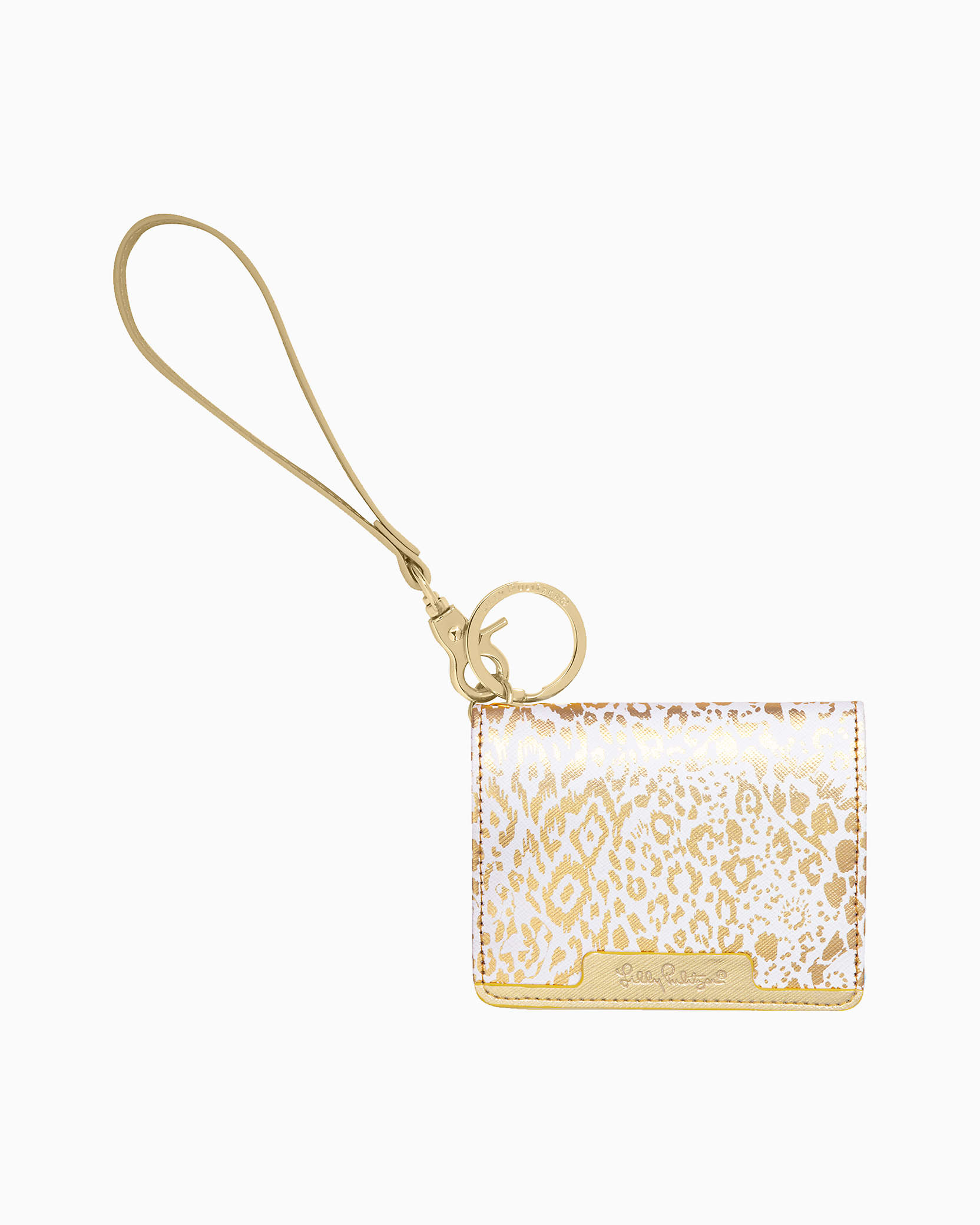 Lilly Pulitzer Snap Id Case In Gold Metallic Pattern Play