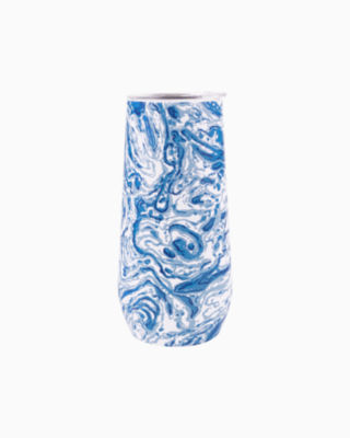 Stainless Steel Champagne Flute, Blue Stream Marble Swirl, large - Lilly Pulitzer