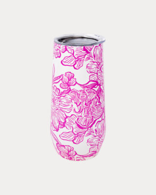Stainless Steel Champagne Flute, Coconut Unforgettable Pink, large  - Lilly Pulitzer