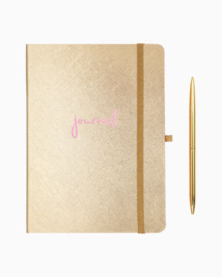 Lilly Pulitzer Journal With Pen In Gold Metallic