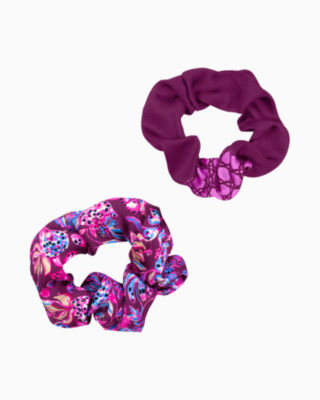 Lilly Pulitzer Oversized Scrunchie Set In Amarena Cherry Tropical With A Twist